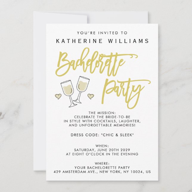 Convites White Script Island Citrus Bachelorette Party (Frente)