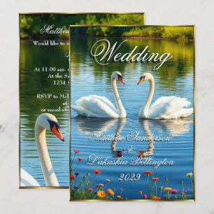 Convites White Swans Belo Casamento Moderno
