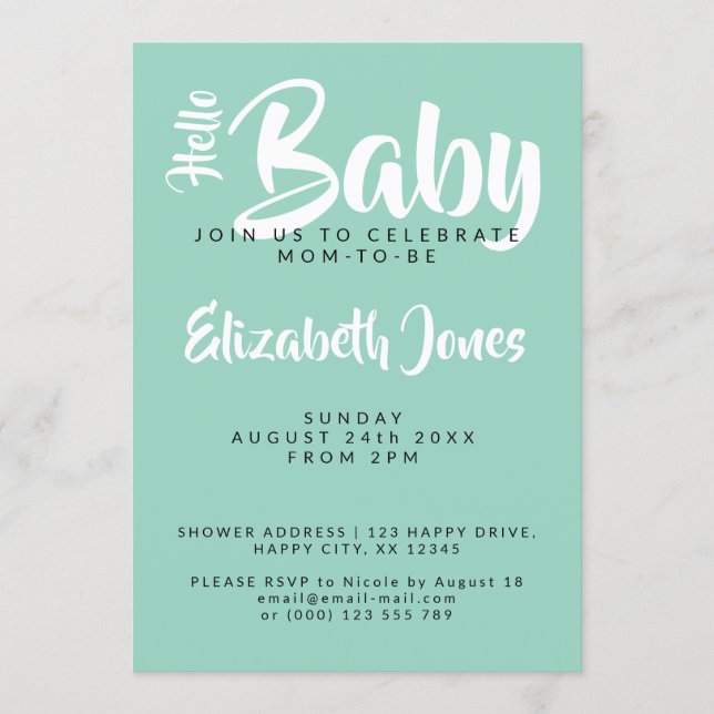 Convites White & Teal Checkerboard Baby Shower Invitation (Frente)