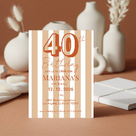Convites White & Terracotta Stripes Modern Scripted
