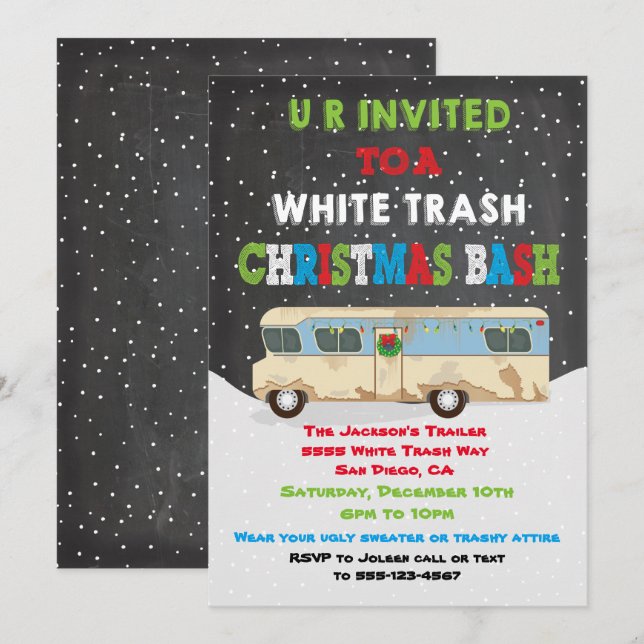 Convites White Trailer - Festa de Natal do Lixo (Frente/Verso)