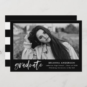 Convites White Watercolor Brush Script Graduation Party