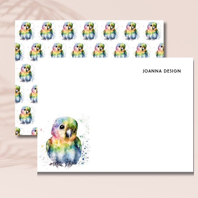 Convites White Watercolor Parrot Stationery Note Card (Criador carregado)