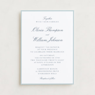 Convites White Wedding Invitation with Light Blue Details