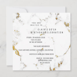 Convites WhiteGold Carrara Marble Square Party