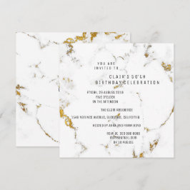 Convites WhiteGold Carrara Marble Square Party