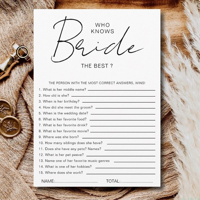 Convites Who knows The Bride Best Bridal Shower Party Games (Criador carregado)