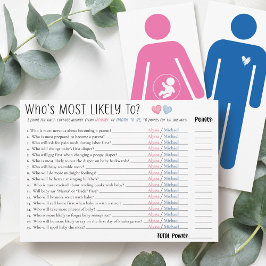 Convites Who's Most Likely To Couple Baby Shower Game Card