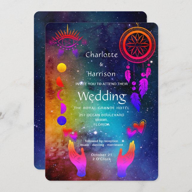 Convites Wiccan Magic Casamento Incomum (Frente/Verso)