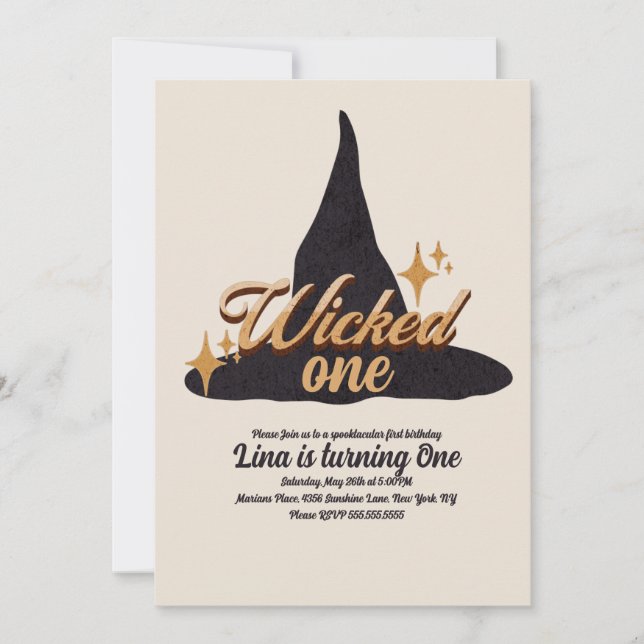 Convites Wicked One Halloween First Birthday Withat (Frente)