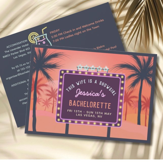 Convites Wife is a Showgirl retro Bachelorette Invitation (This Wie is a Showgirl retro Bachelorette Party invitation)