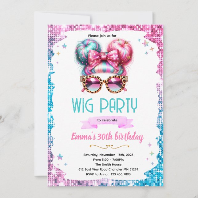Convites Wig party invitation  (Frente)