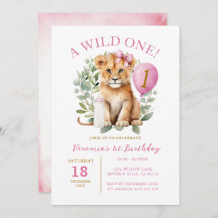 Convites Wild 1 Birthday Lion Girl Birthday Arco