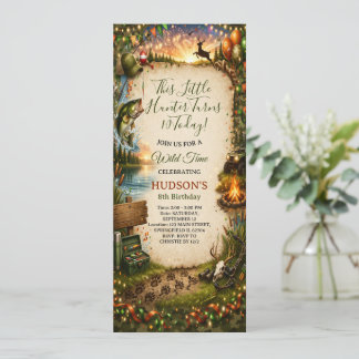 Convites Wild Adventure Hunter & Fisherman Boy's Birthday 