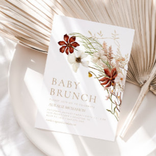Convites Wild Bloom Rustic Floral Baby Brunch