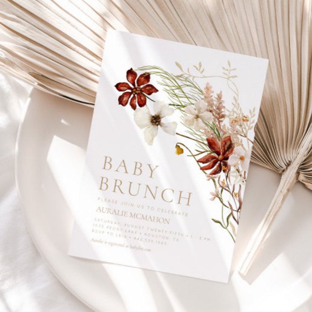 Convites Wild Bloom Rustic Floral Baby Brunch (Criador carregado)