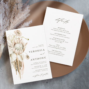 Convites Wild Boho Protea Pampas Casamento de Grass Tudo em
