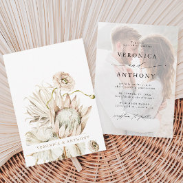 Convites Wild Boho Protea Pampas Grass Foto De Casamento Fl