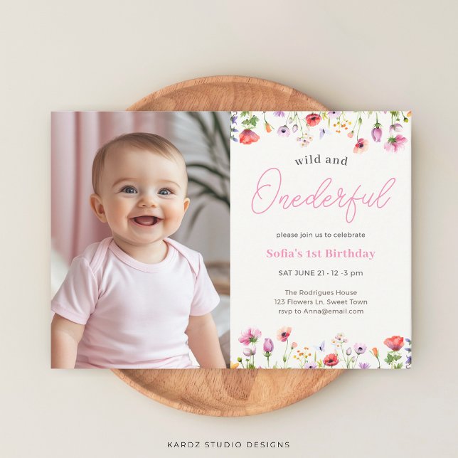 Convites Wild E Onebright Primeiro Aniversário (Invite shown in 5 x 7 in. Personalize, choose paper, and corner style.)