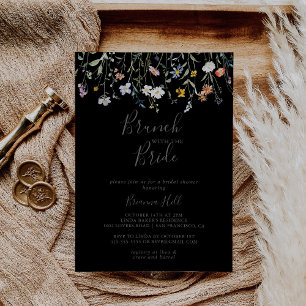 Convites Wild Floral Black Brunch com Chá