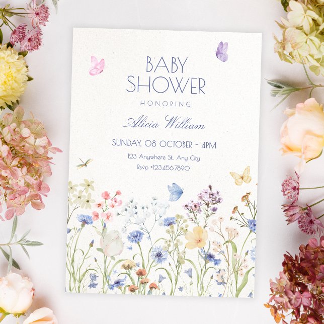 Convites Wild flowers baby shower (Criador carregado)