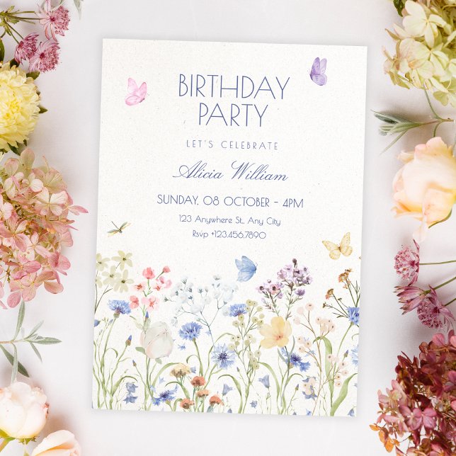 Convites Wild flowers birthday (Criador carregado)