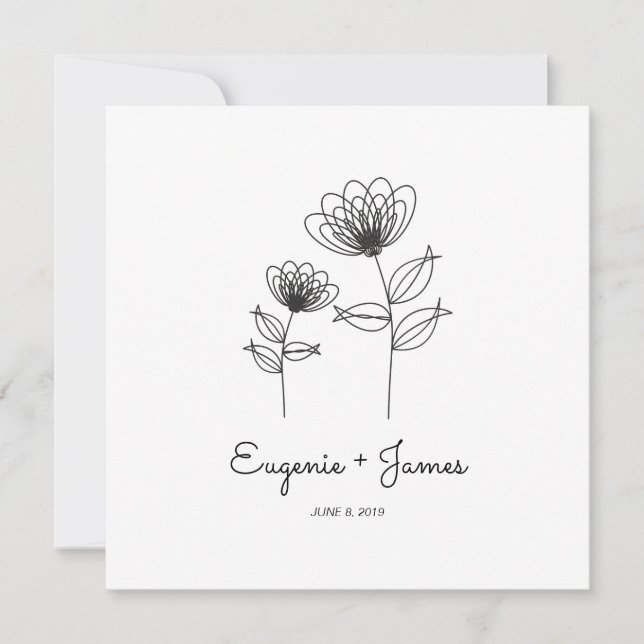 Convites Wild Flowers Wedding Monogram Invitation Design (Frente)