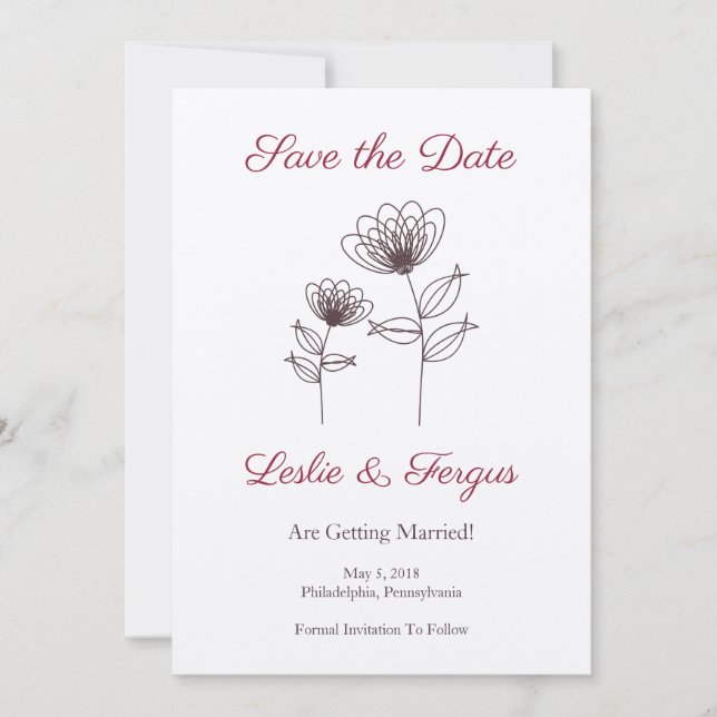 Convites Wild Flowers with Branches and Leaves (Frente)