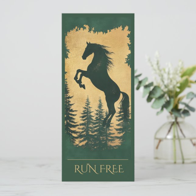 Convites Wild Forest Horse Card — Run Free (Em pé/Frente)