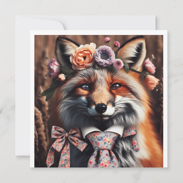 Convites Wild fox wearing a tie cute  (Frente)