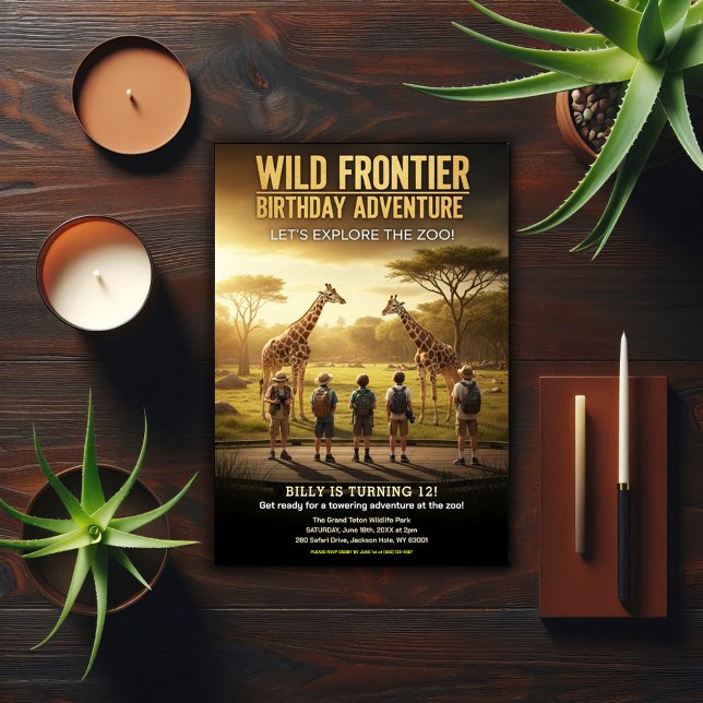 Convites Wild Frontier Zoo Birthday Party (Criador carregado)