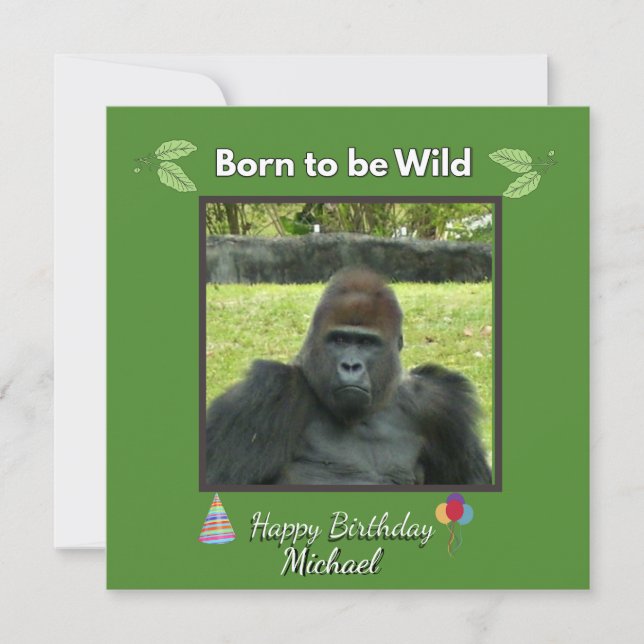 Convites Wild Gorilla Birthday Jungle Theme (Frente)
