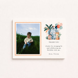 Convites Wild Jungle Birthday Party Photo Thank You Card