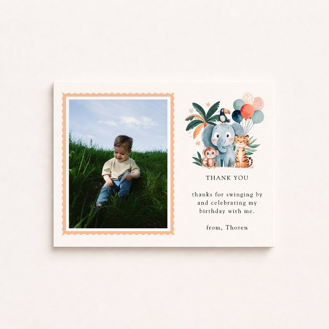 Convites Wild Jungle Birthday Party Photo Thank You Card (Criador carregado)