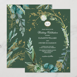 Convites Wild Meadow   Casamento Geométrico Botânico Verde