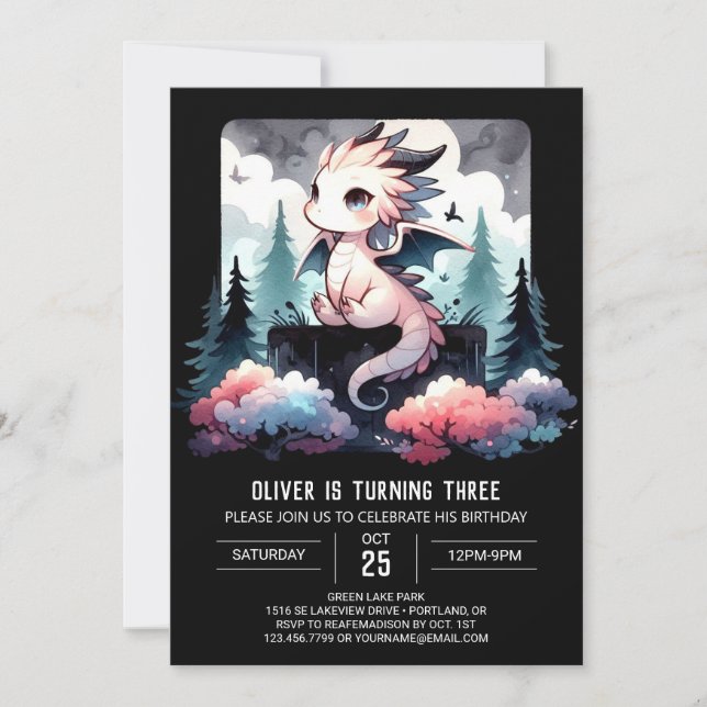 Convites Wild Modelo Dragon Birthday (Frente)