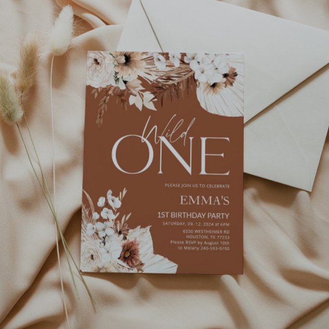Convites Wild One 1st Aniversário Boho Terracotta (Criador carregado)