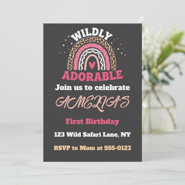 Convites Wild One 1st Birthday Invitation (Em pé/Frente)