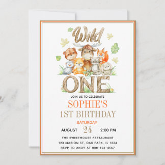 Convites Wild One Animal 1st Birthday Party | Safari Jungle