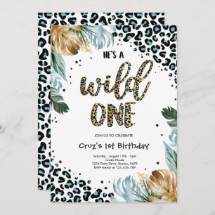 Convites Wild One Birthday Boy Leopard Print Jungle Party