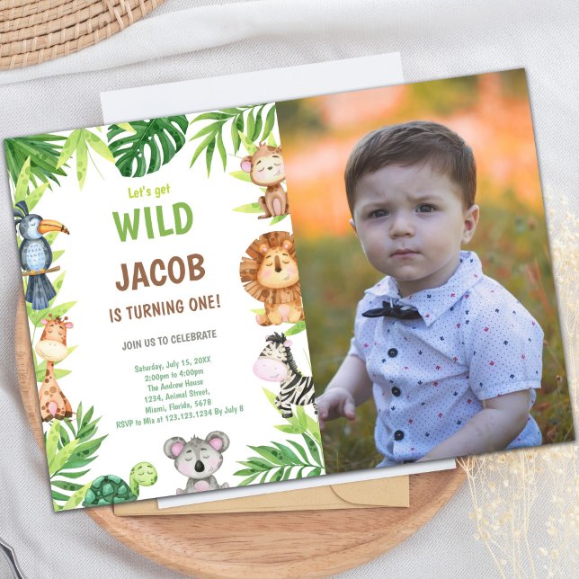 Convites Wild One Birthday com foto (Wild One Birthday Invitations with photo)