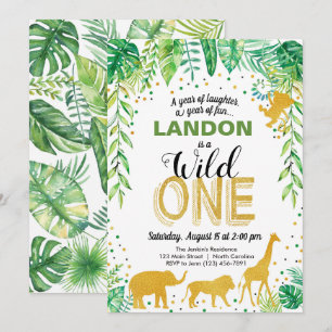 Convites Wild One Birthday Invitation Jungle Safari