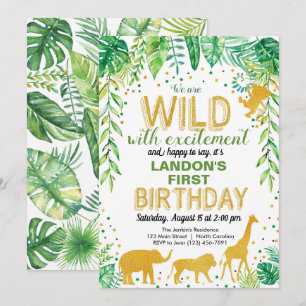 Convites Wild One Birthday Invitation Jungle Safari