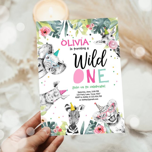 Convites Wild One Birthday Invitation Safari Girl (Criador carregado)