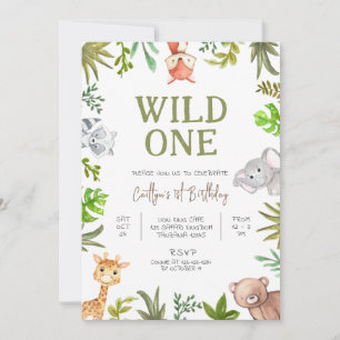 Convites Wild One Birthday, primeiro aniversario Safari