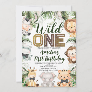 Convites Wild One Birthday, Safari, Selle WILD One Animal