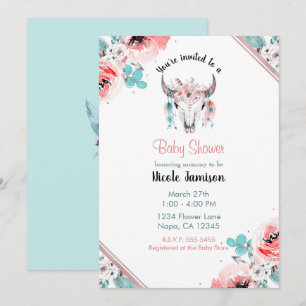 Convites WILD ONE Boho Chic Festa Floral para Bebê