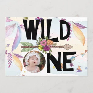 Convites Wild One Boho Photo Girls Primeiro Aniversário