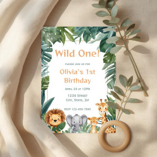 Convites Wild One Boho Safari Jungle Animals 1st Birthday