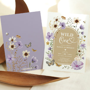 Convites Wild One: Campo de Flores Silvestres de Lavanda 1º